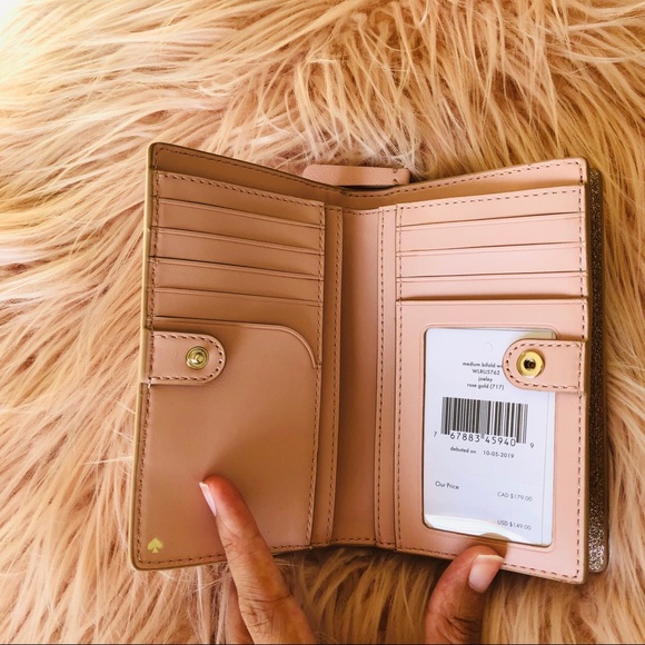 Kate Spade Joeley Medium bifold Wallet Rose Gold - Picture 5 of 8